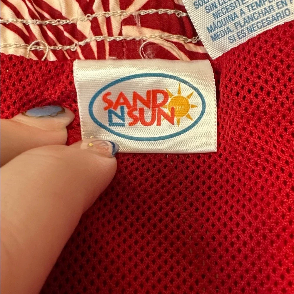 Sand N Sun Men's Red Swim Shorts with White Drawstring-Size 3XL (48/50)
